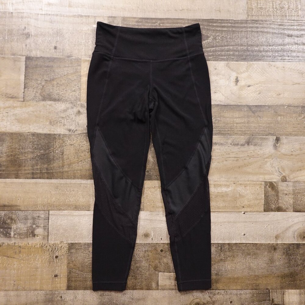 Athleta Salutation Stash Mesh Shine‎ Leggings Women’s Small Black